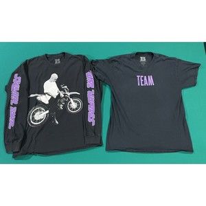 Two Justin Bieber Stadium Tour Black Long Sleeve Short Sleeve Shirts Men's XL